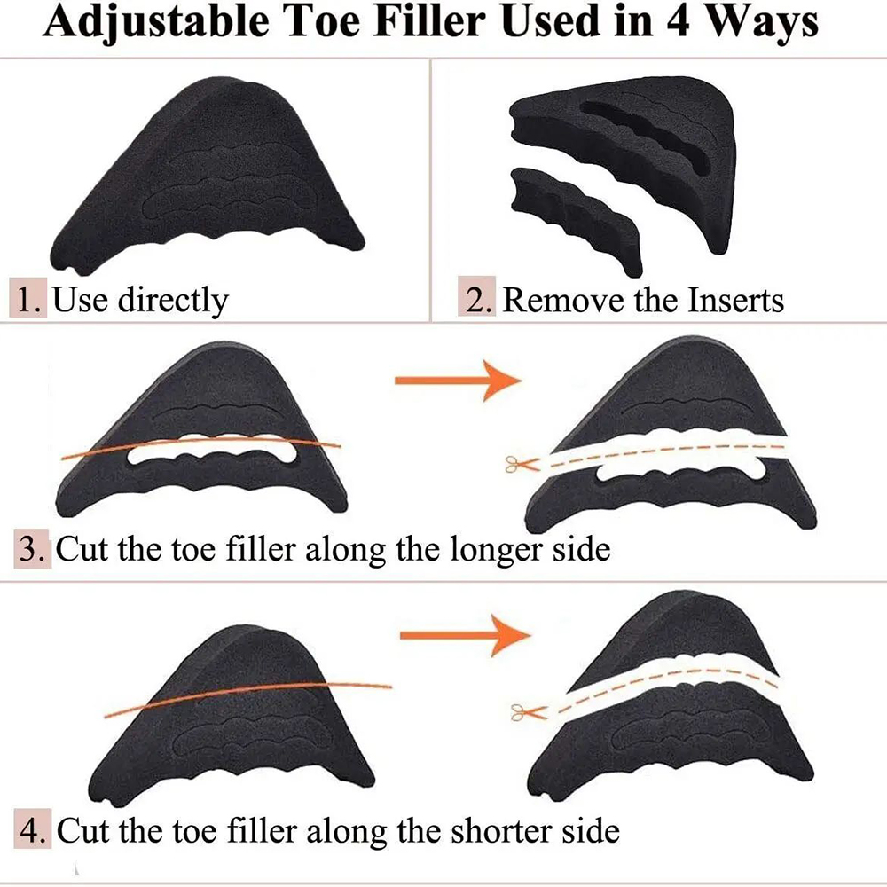 1 Pair Reusable Sponge Half Insoles, Adjustable Toe Plug Inserts for ...