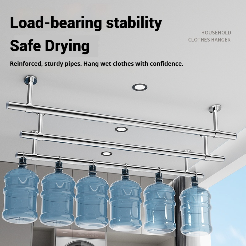 Heavy Duty Clothes Drying Rod Stainless Steel Fixed Balcony Mounted ...