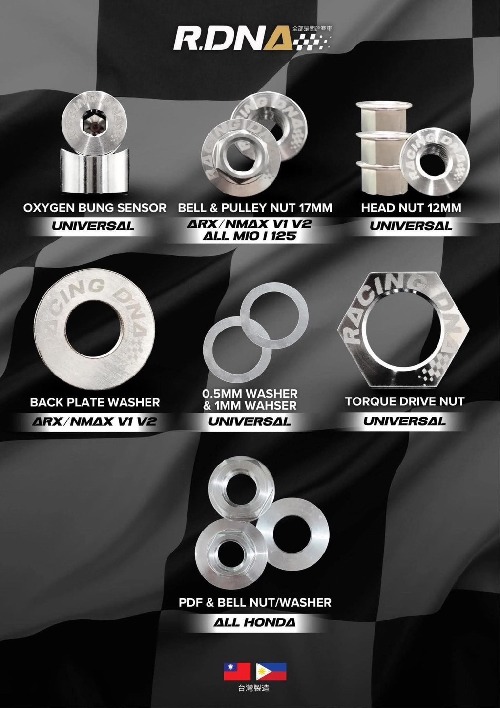 RACING DNA Pulley & Bell Nut Set 17mm – CNC Racing Nut Bundle for ...