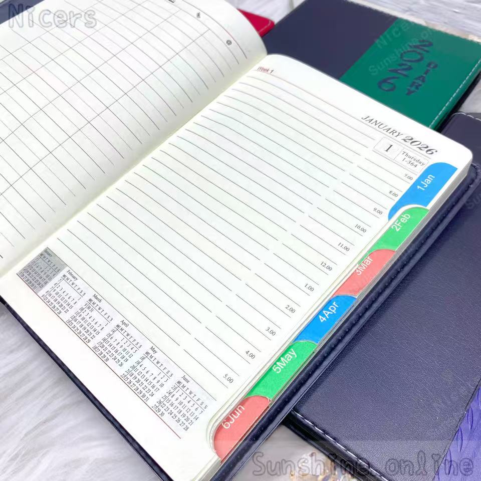 Journal Planner Thick Leather Cover Calendar Notebook Planner Year 2026 ...