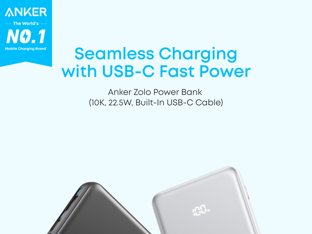 Anker Zolo Power Bank 10,000mAh 22.5W High-Speed Portable Charger with ...