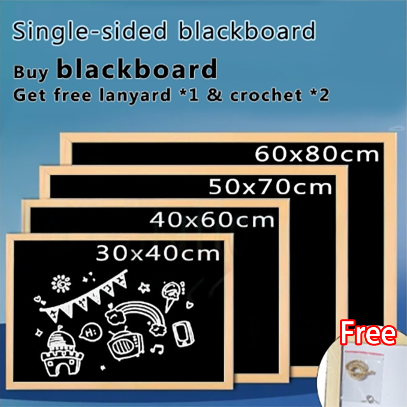 Bulletin Board Chalkboard Writing Board Wooden Frame Multi-Size Single ...