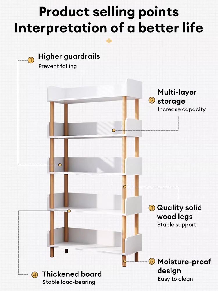 Wooden Book Shelf Storage Organizer Sturdy Display Rack Solid Wood ...