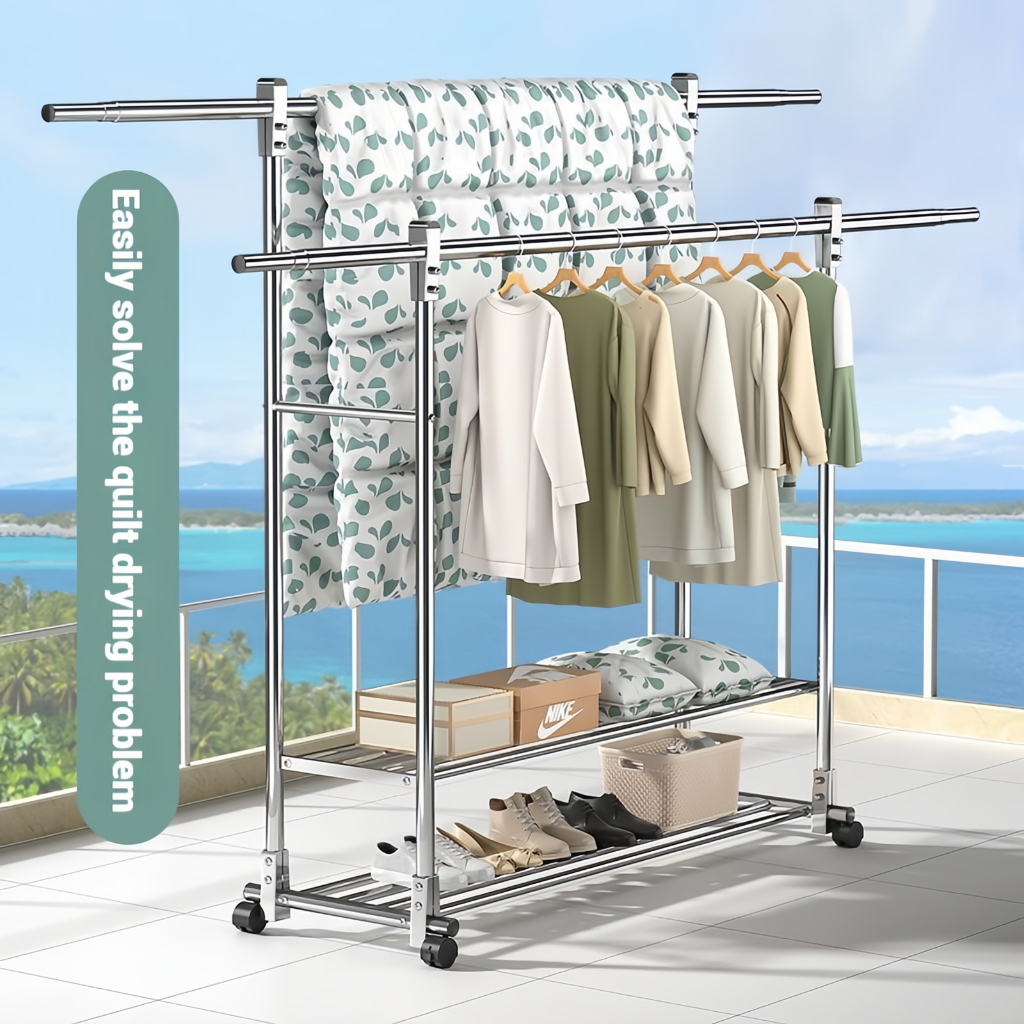 Foldable Sampayan 2.4M Stainless Steel Clothes Rack Retractable ...