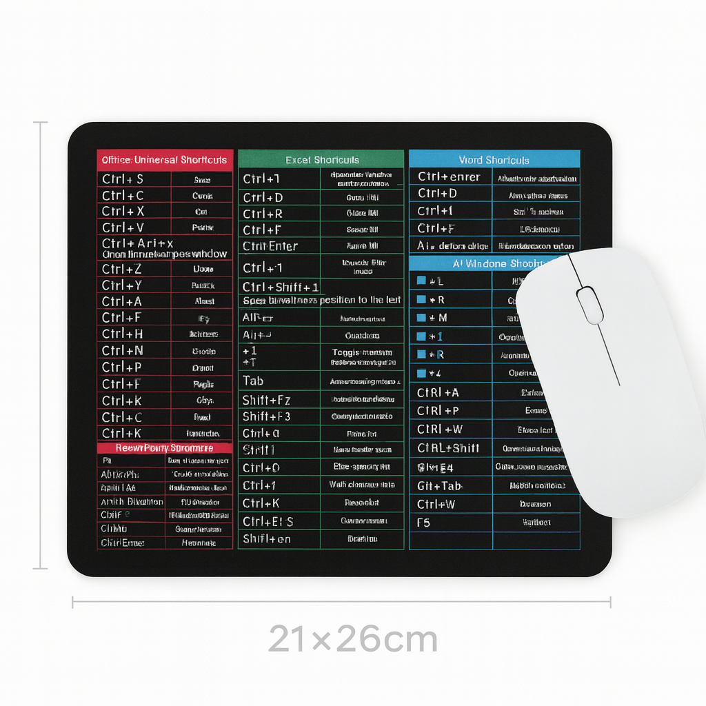 Ultimate Shortcuts Mouse Pad All-in-One Keyboard Desk Mat for Office ...