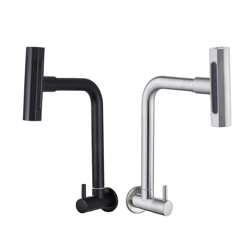 304 stainless steel wall mounted single cold water faucet can rotate ...
