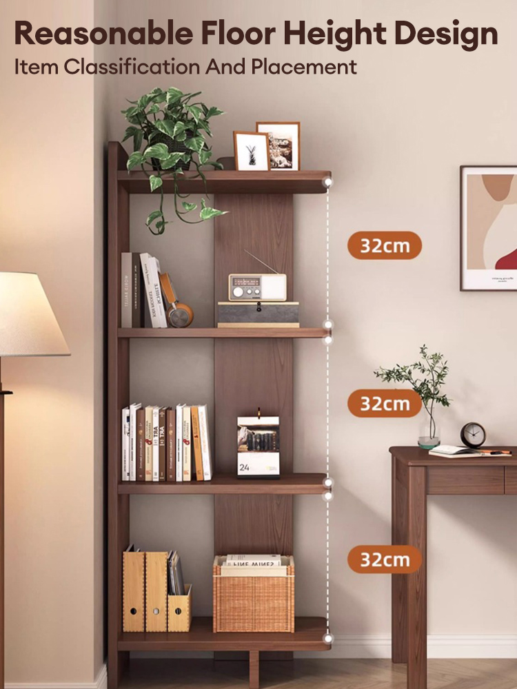 【3 Color】Wooden Book Shelf Corner Book Rack Multi-Layer Corner Storage ...