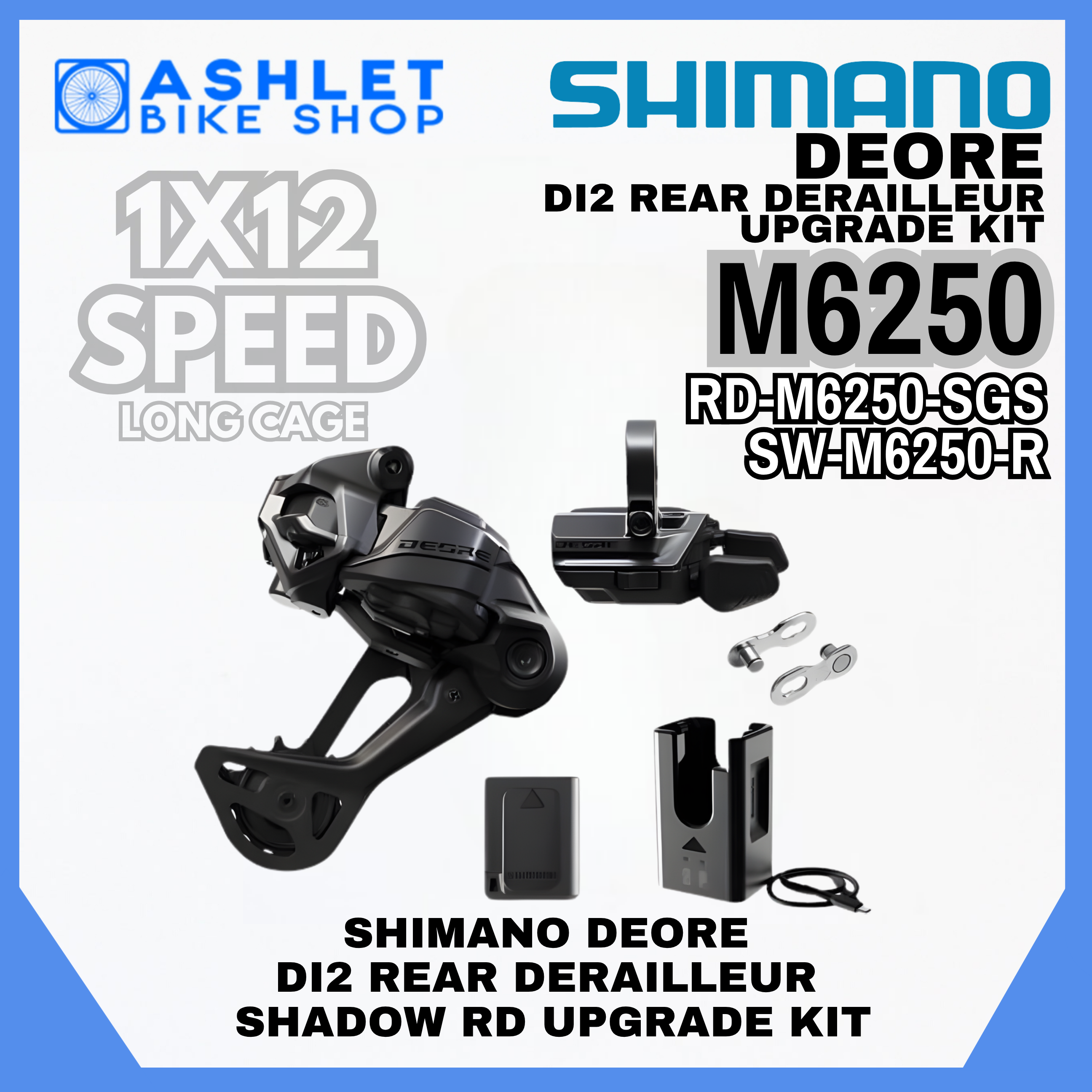 ORIGINAL SHIMANO DEORE Di2 UPGRADE KIT M6250 1x12-SPEED RD-M6250-SGS/SW ...
