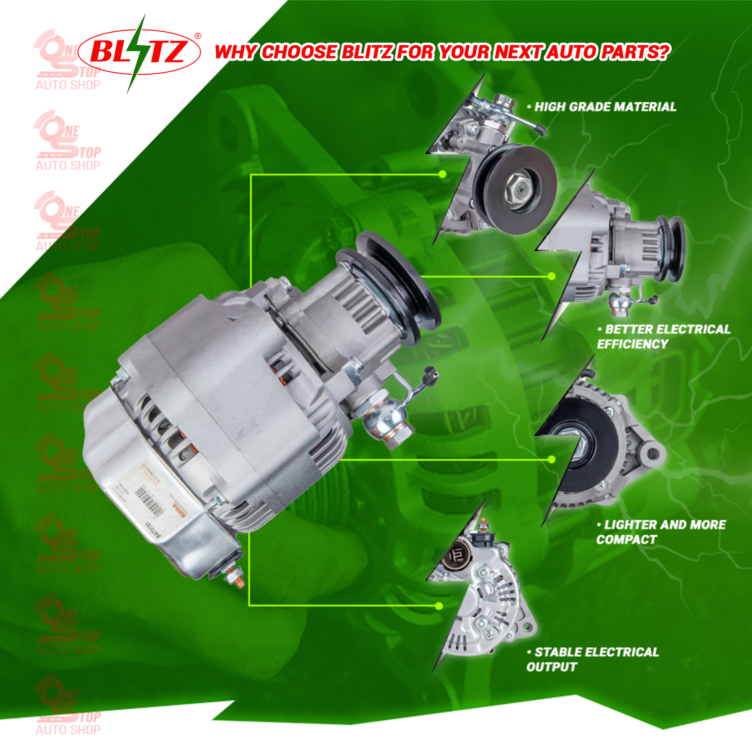 TOYOTA 2C ALTERNATOR ASSEMBLY 12V 70A SINGLE PULLEY BLITZ (1 PC ...
