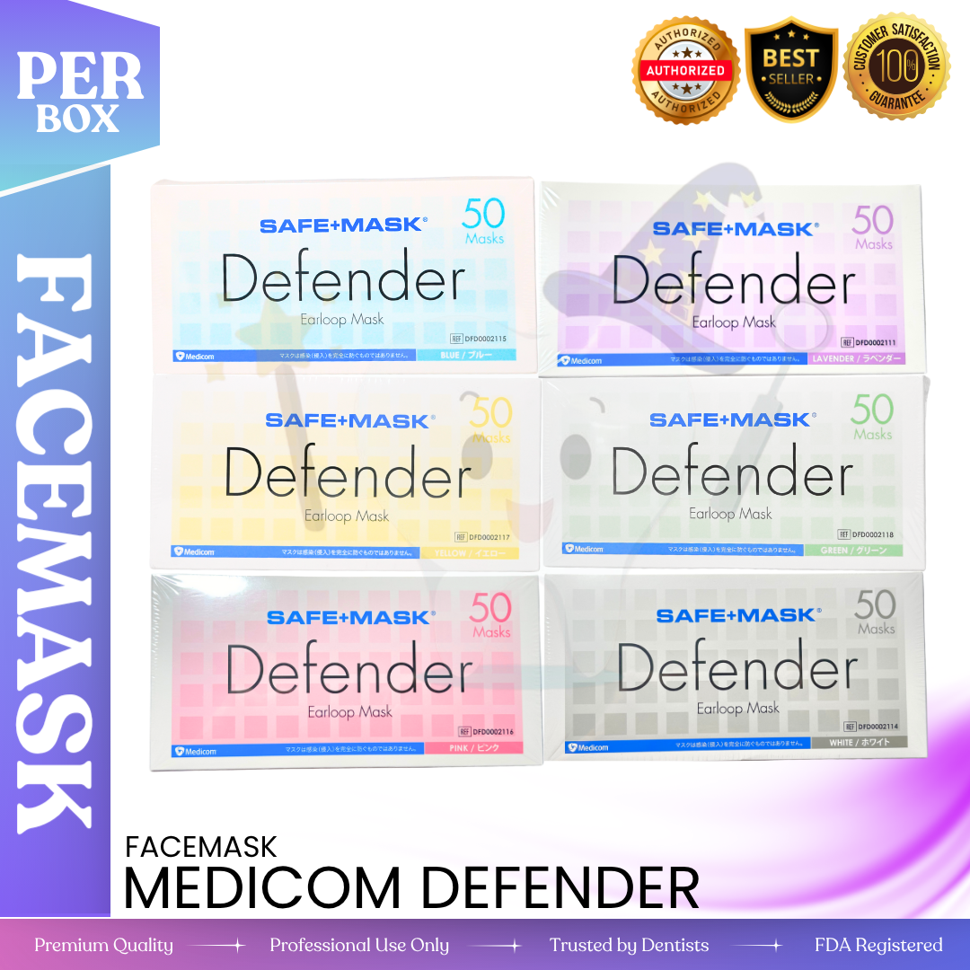 Medicom Safe+Mask Defender 3-Ply Face Mask 50pcs/Box – Medical Grade ...
