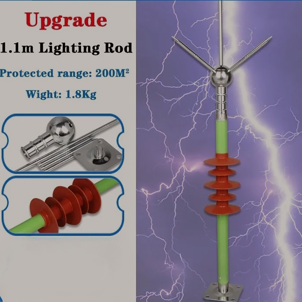 Lightning Rod Outdoor Protection System 1.1M Height Grounding Device ...
