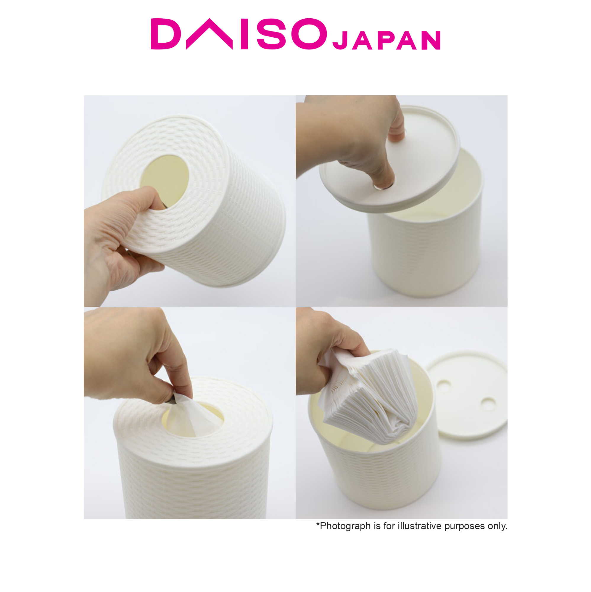 Daiso White Round Woven Pattern Tissue Case | Shopee Philippines