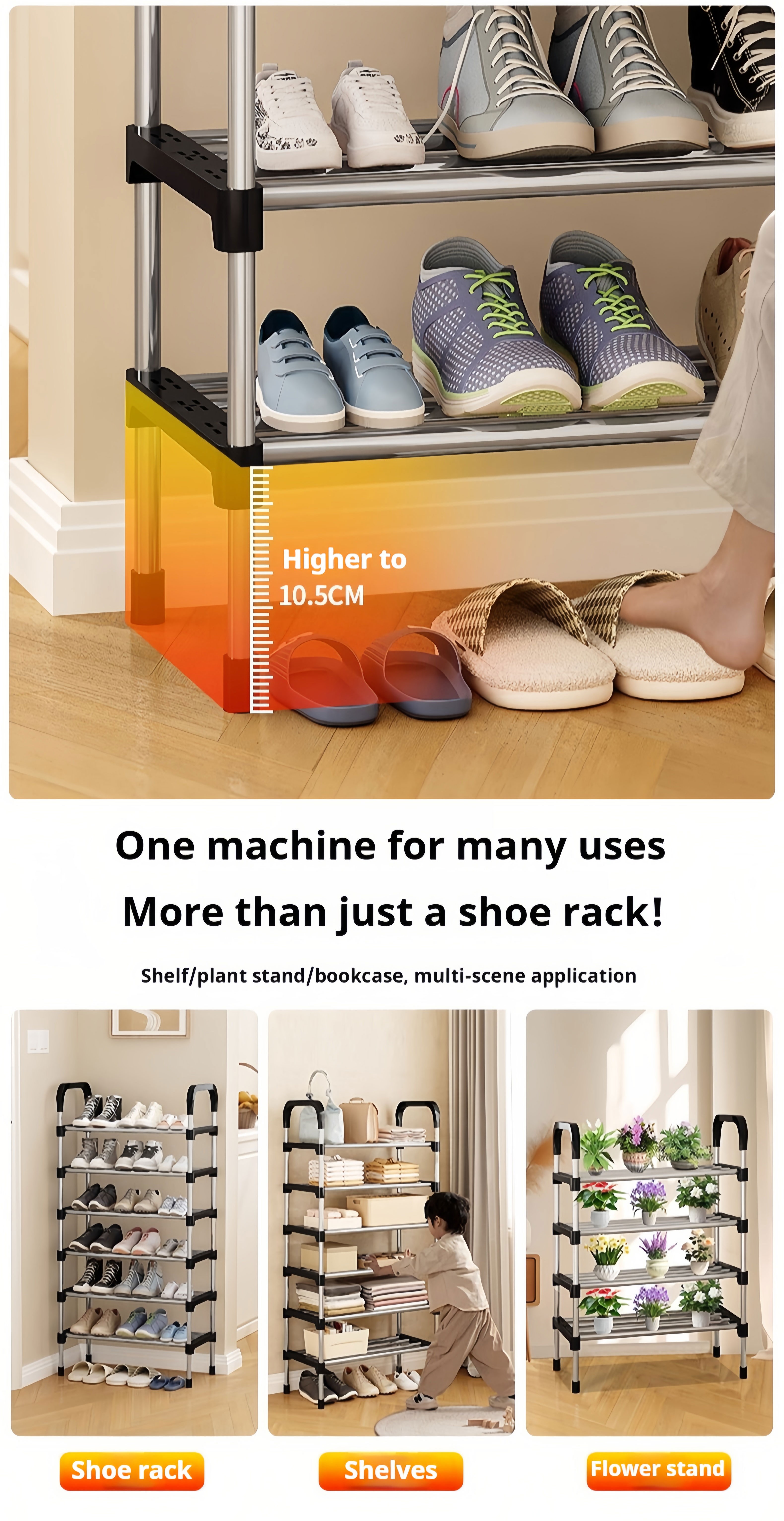 Shoe Rack Organizer Colored Stainless Steel Stackable Shoes Storage ...
