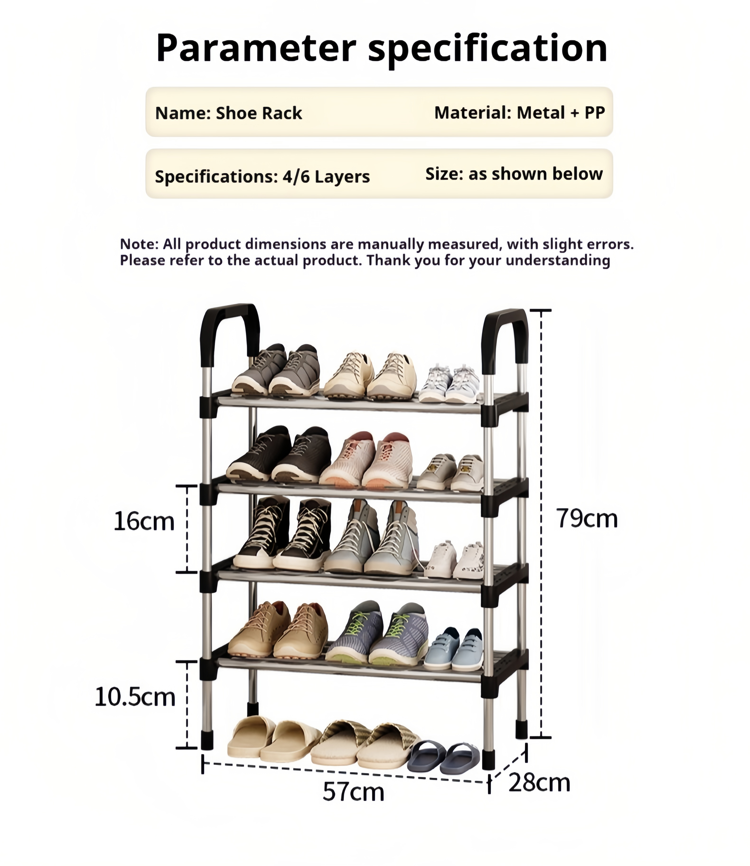 Shoe Rack Organizer Colored Stainless Steel Stackable Shoes Storage ...