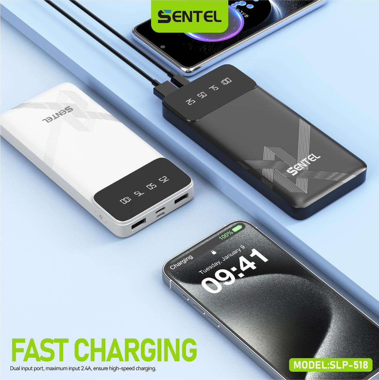 Sentel 10000mAh Powerbank Slim and Lightweight Fast Charging Power Bank ...