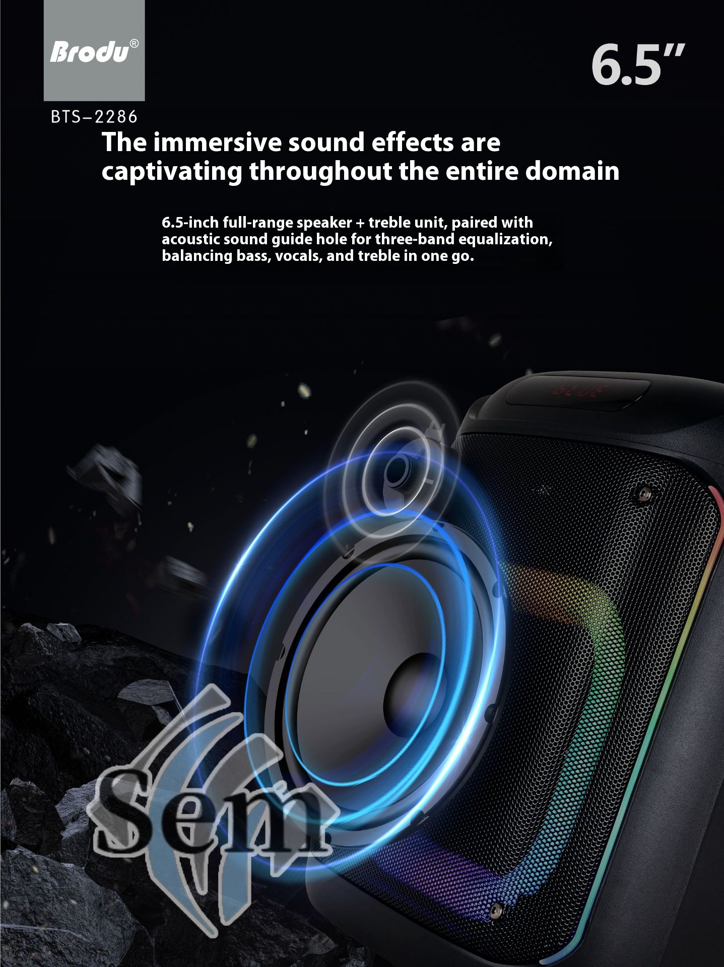 Brodu BTS-2286 RGB Portable Subwoofer Karaoke Wireless Bluetooth ...