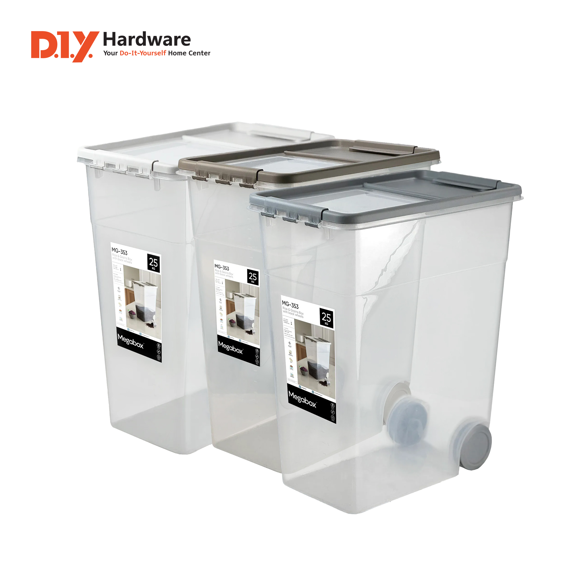 MEGABOX Rice Keeper with Easy-Open Flip Cover 25KG with back wheels ...