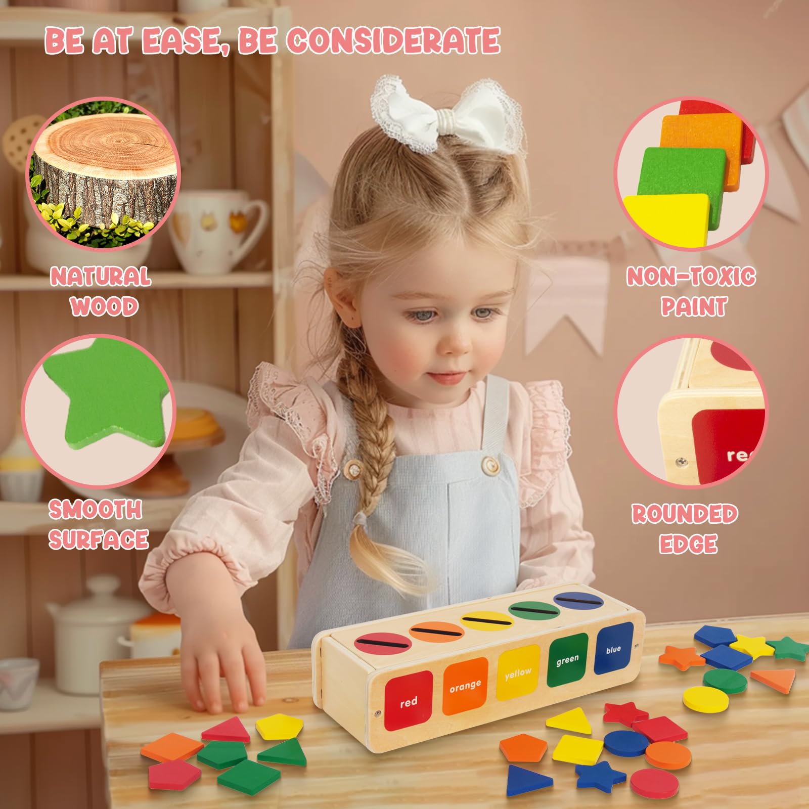 Wooden Sorting Toys Montessori Color & Shape Sorter Class Activity ...