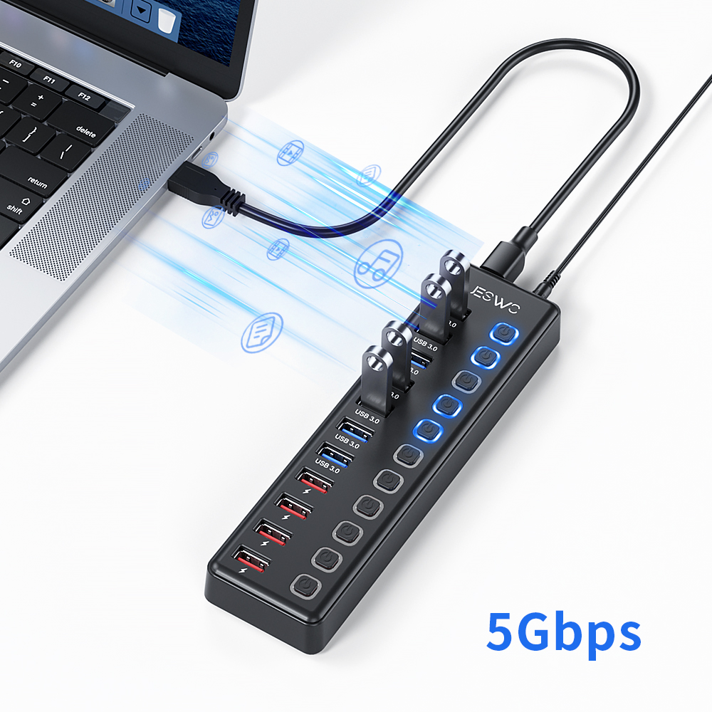 11-Port 3.0 Splitter, USB Port Extension, USB Hub for Laptop, USB ...