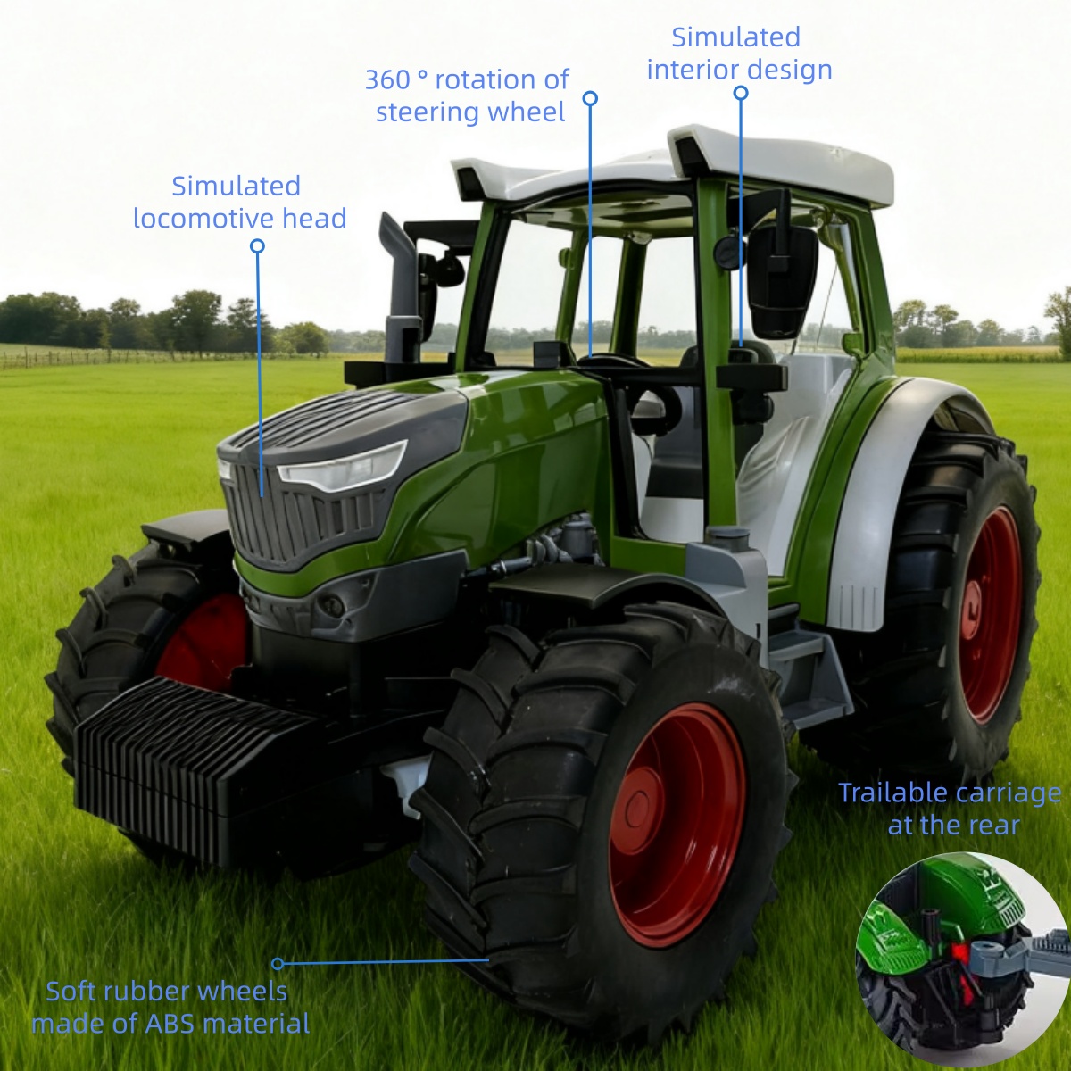 RC Tractor Set Farm Vehicle Toys Remote Control Tractor Toy Kids Remote ...