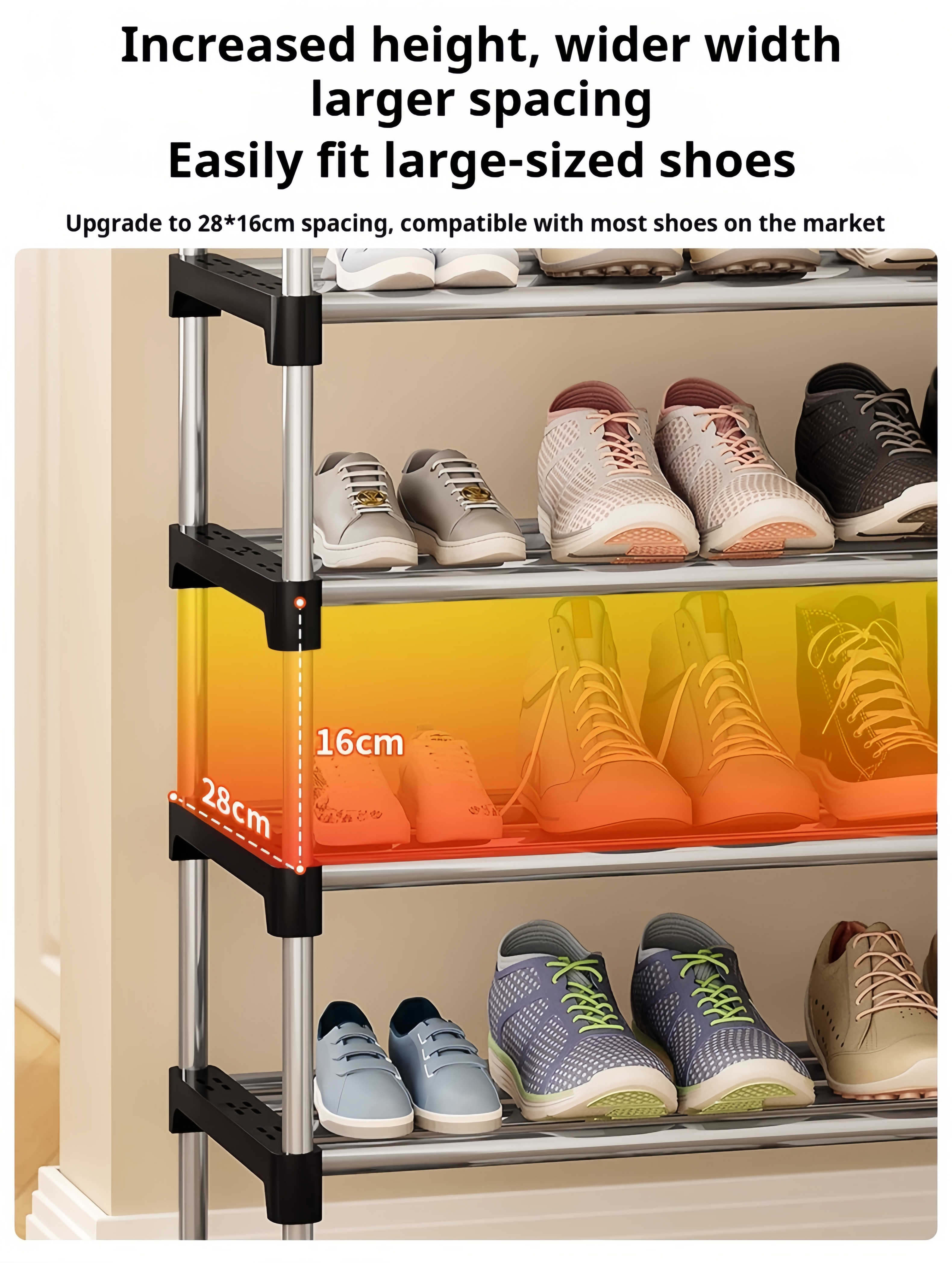 FURNISH FIESTA Simple Shoe Rack Stainless Steel Stackable Shoes Multi ...