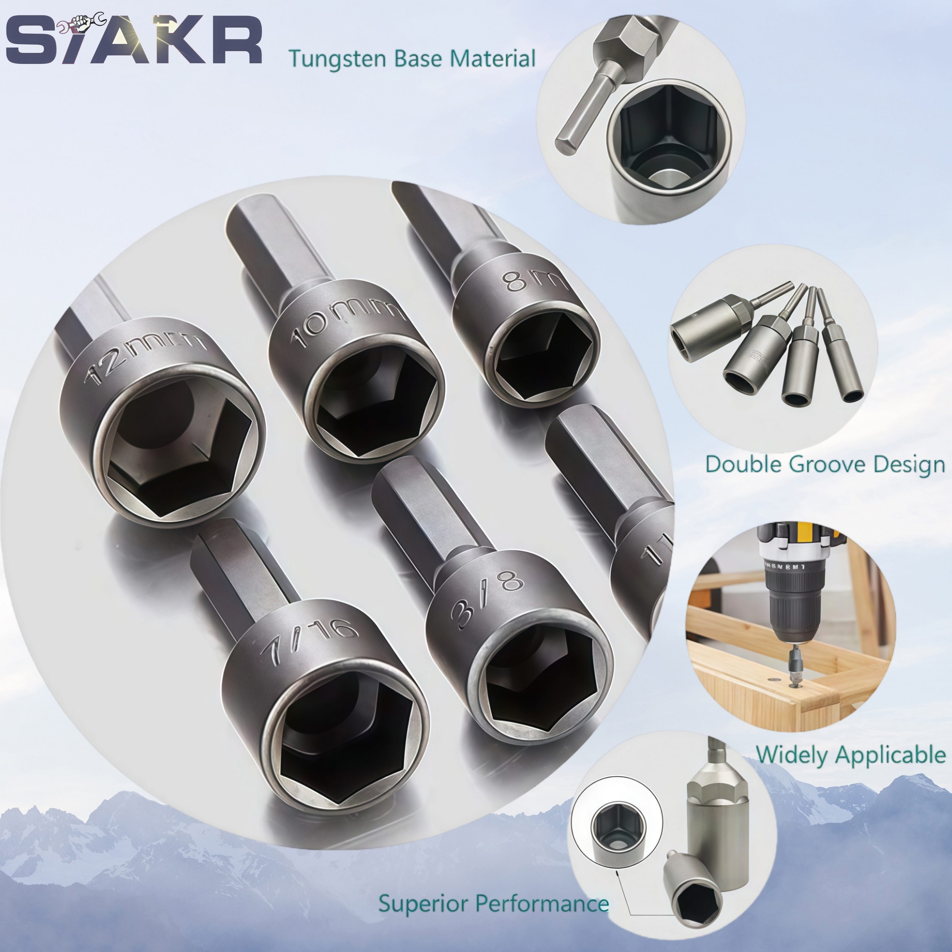 9/14pcs 5-13mm Steel Power Nut Driver Drill Bit Set Hex Shank Metric ...