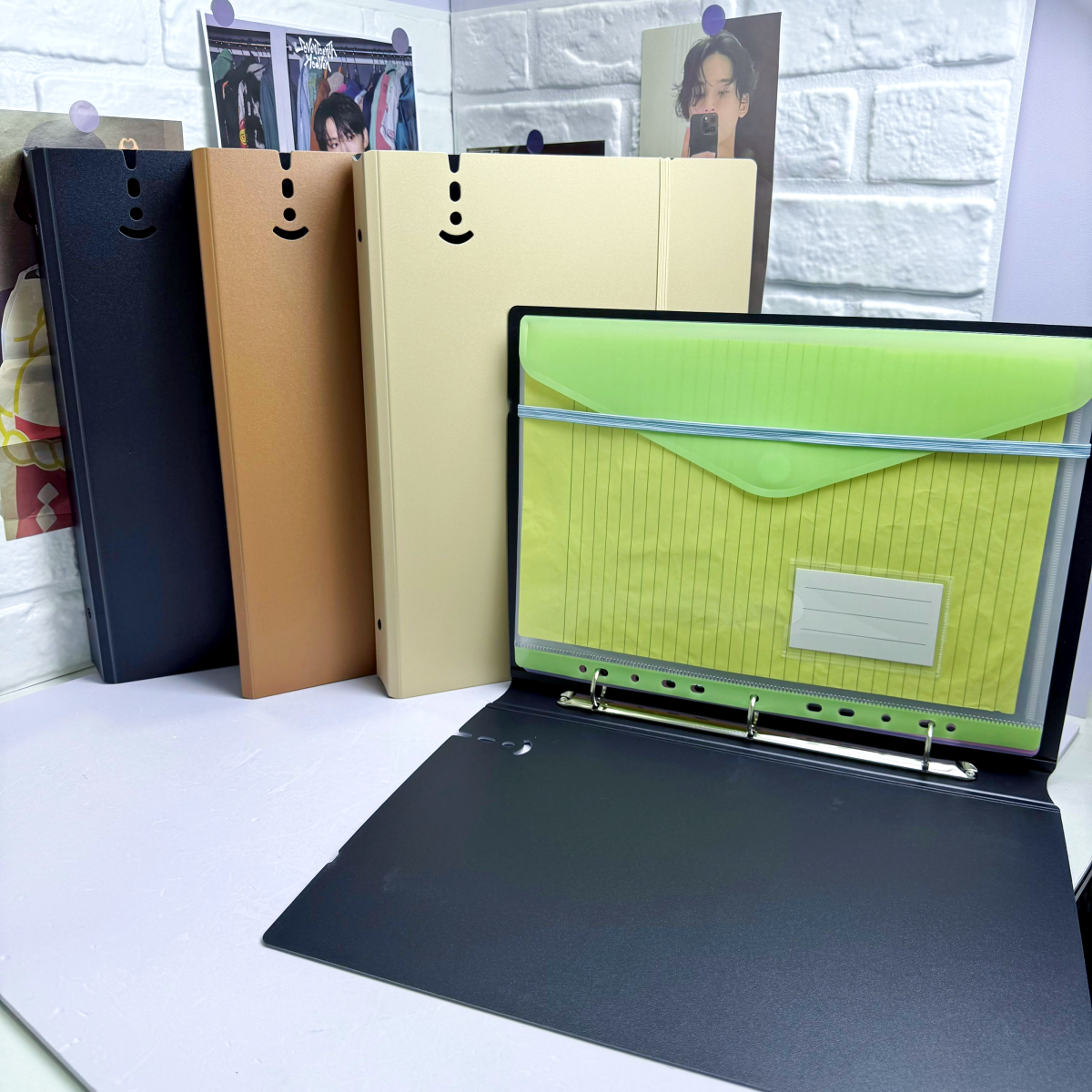 3 Ring Binder Long Size with Fixed Strap Round Rings Binder Refillable ...