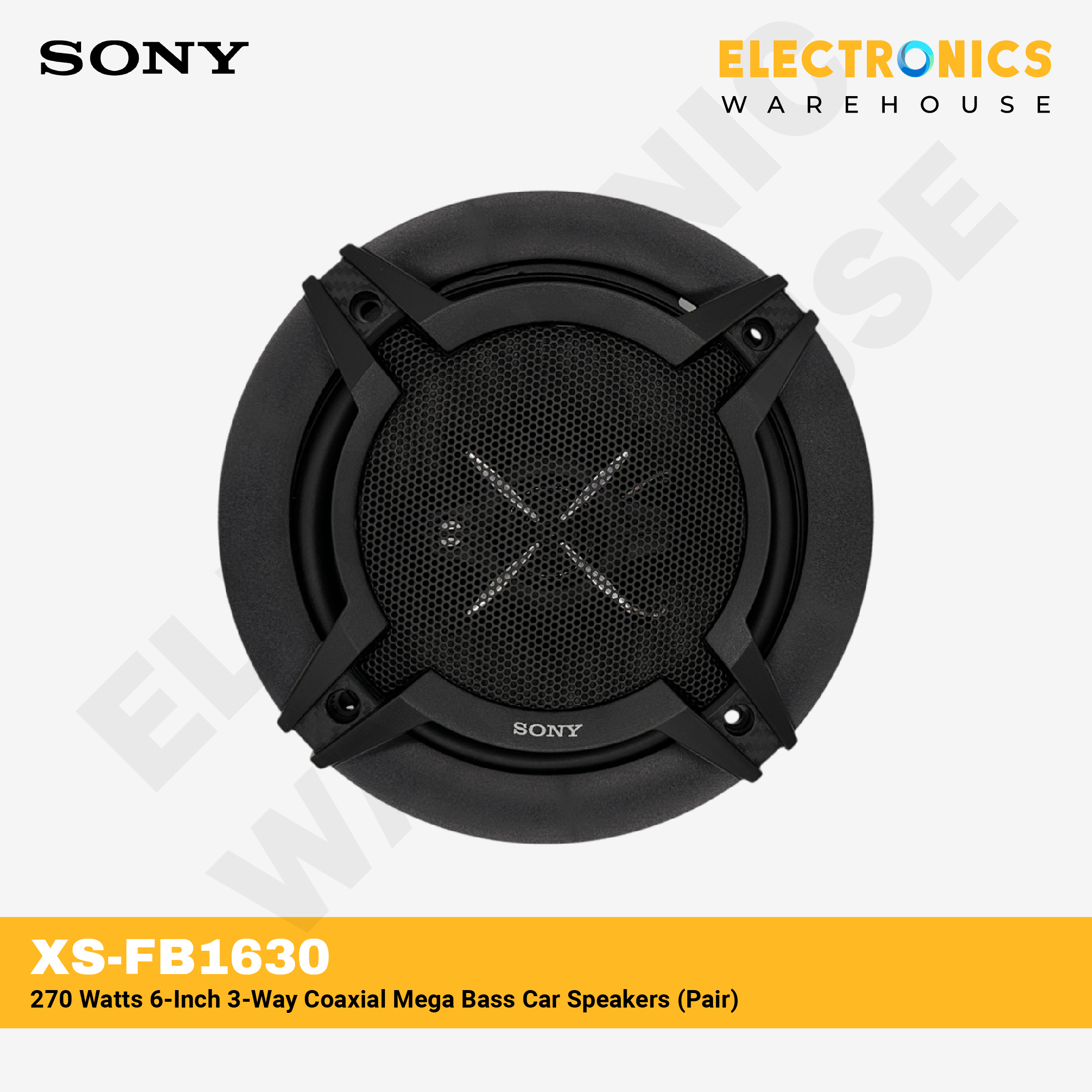 Sony Xplod XS-FB1630 270 Watts 6-Inch 3-Way Coaxial Mega Bass Car ...