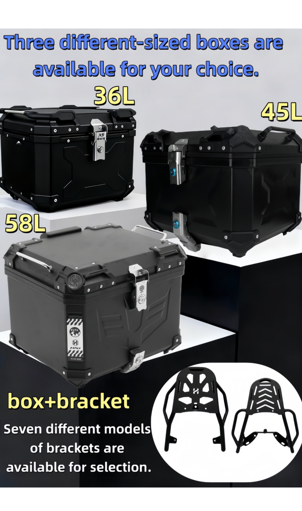HNJ top box motorcycle with bracket Compartment 36/45/58 Liters Hard ...
