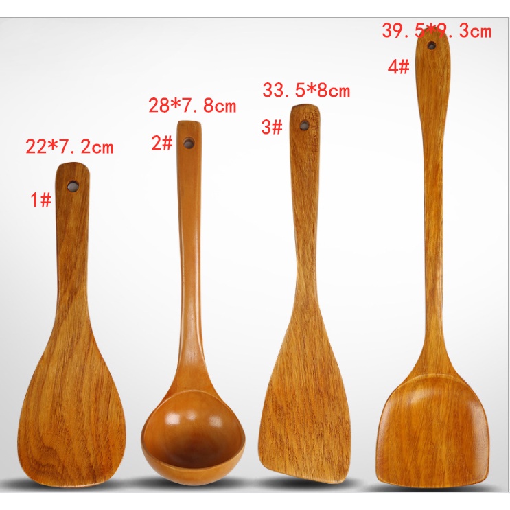 4-item kitchenwares Wooden Spatula Wooden sandok Rice Paddle Wooden ...
