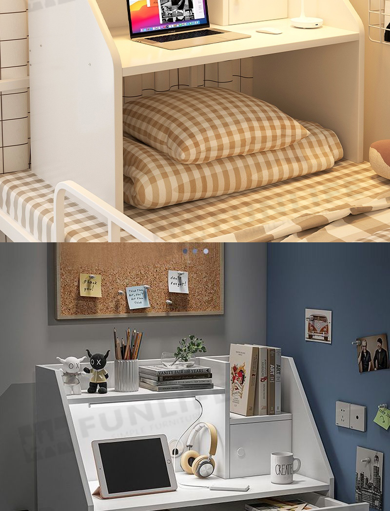 Bed Study Table Bed Computer Desk With Drawer Dormitory Learning ...