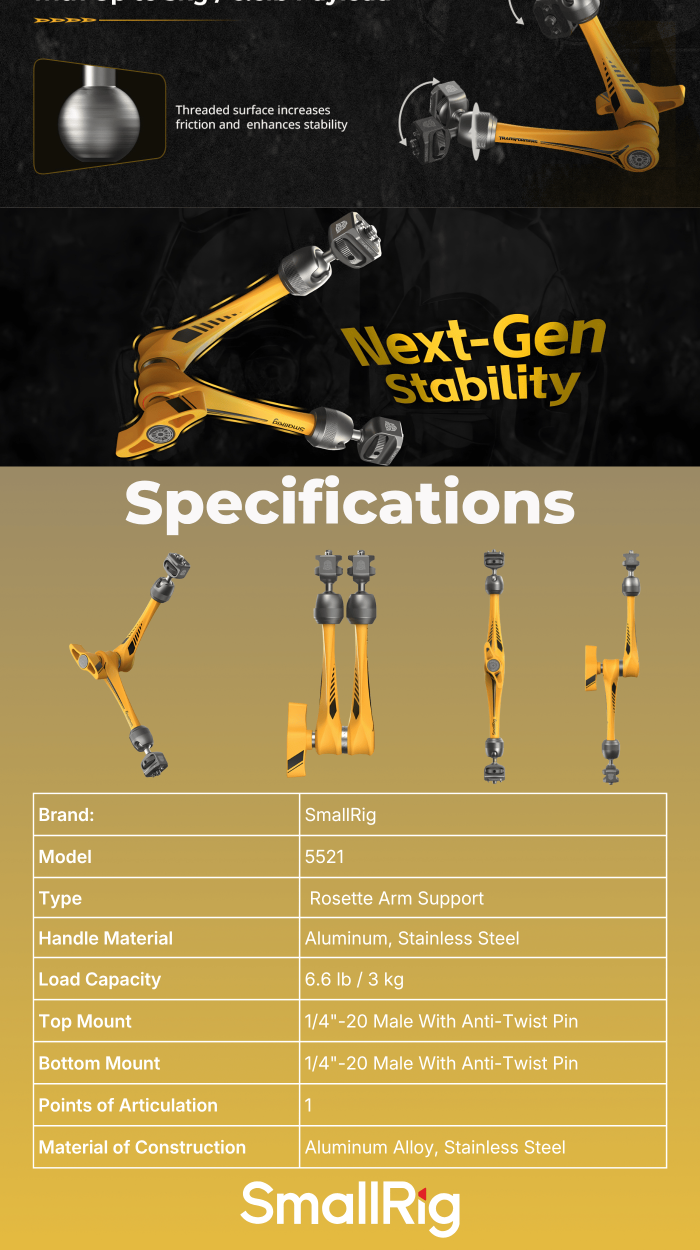 SmallRig x Transformers Rosette Arm Support 11