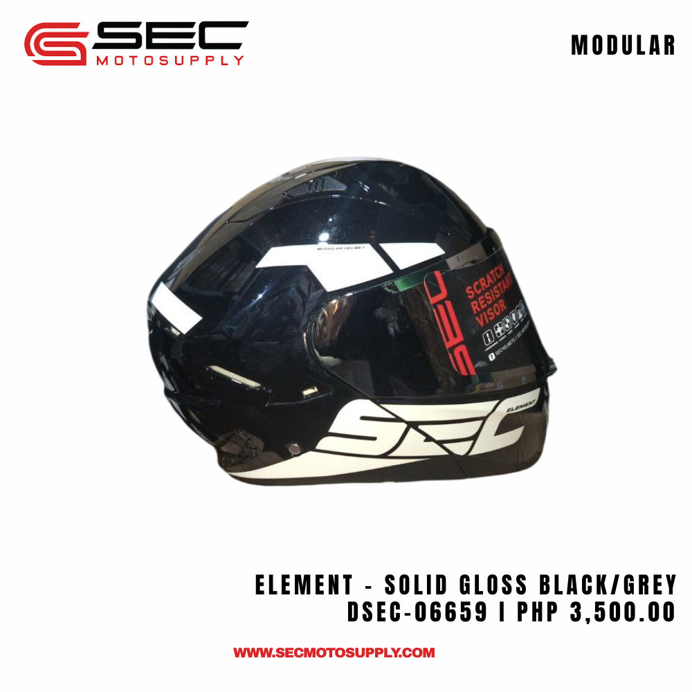 SEC Element Modular Motorcycle Helmet – Solid Gloss Finish (M–XL ...