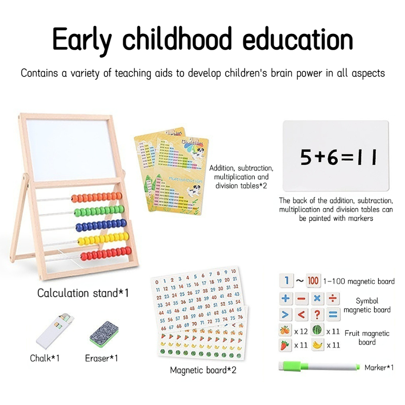 5/10-Row Wooden Beads Abacus Count Frame Teaching Aid Math Educational ...