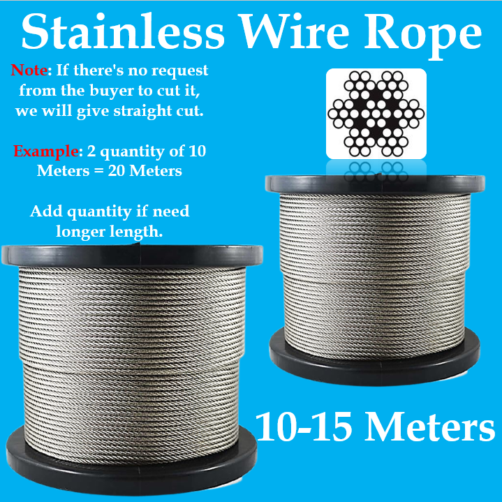 Toyu 10-15 Meters 1-2-3-4mm Stainless Steel Wire Rope Grade 304 Wire ...