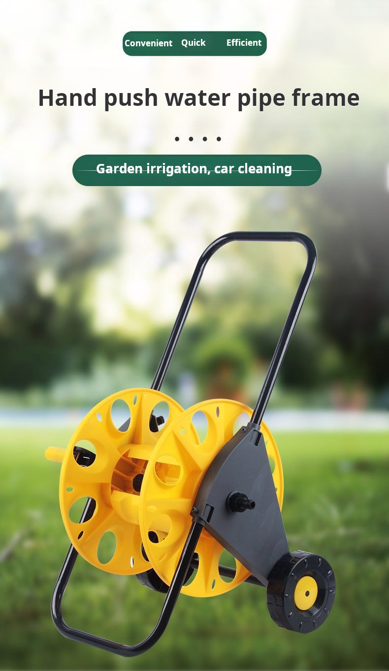 Wheeled Cart-Style Hose Storage Rack, Yard Car Wash, 50-Meter Hose Reel ...