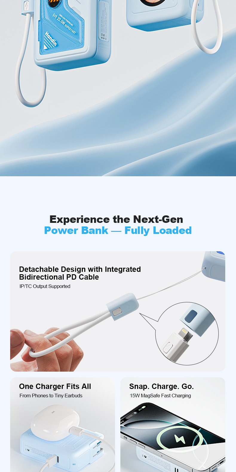 Handin Original 20000mAh Magnetic Powerbank Fast Charging Wireless With ...