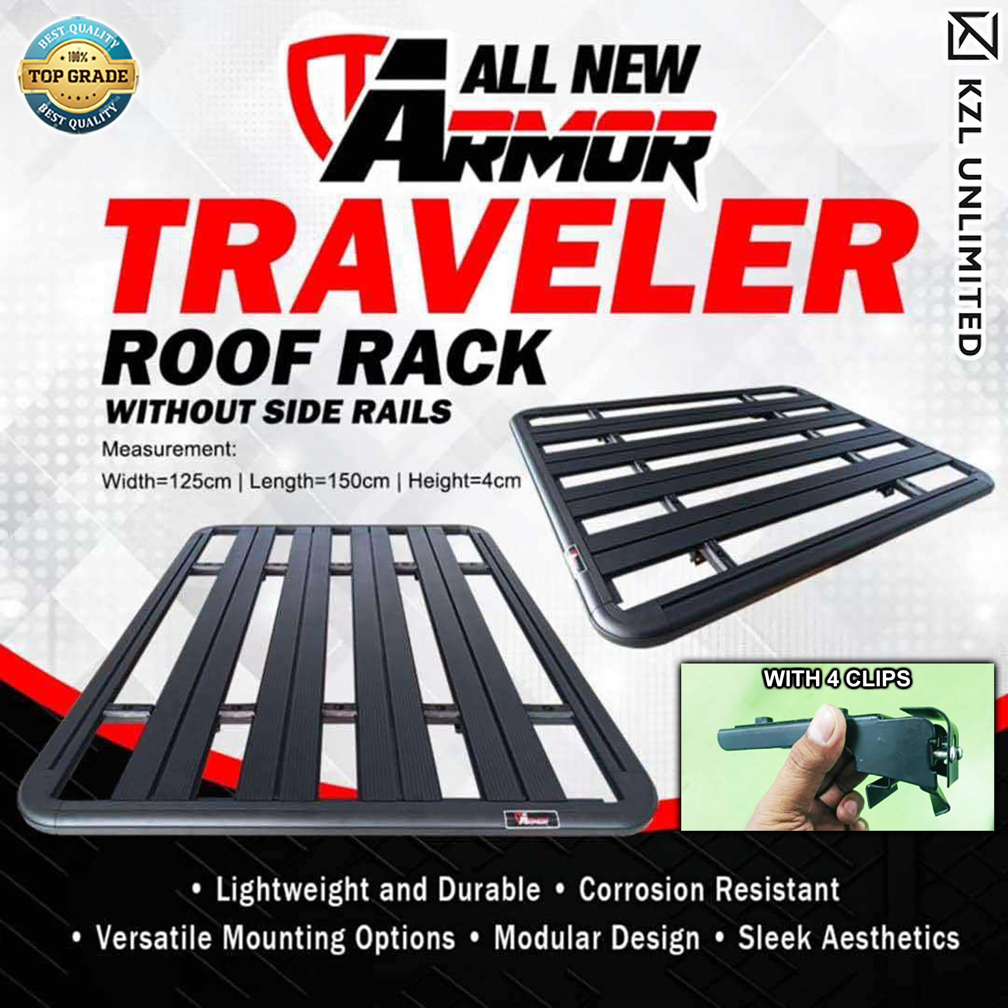 All New Armor Traveler Adjustable Premium Roof Rack 125cmx150cmx4cm ...