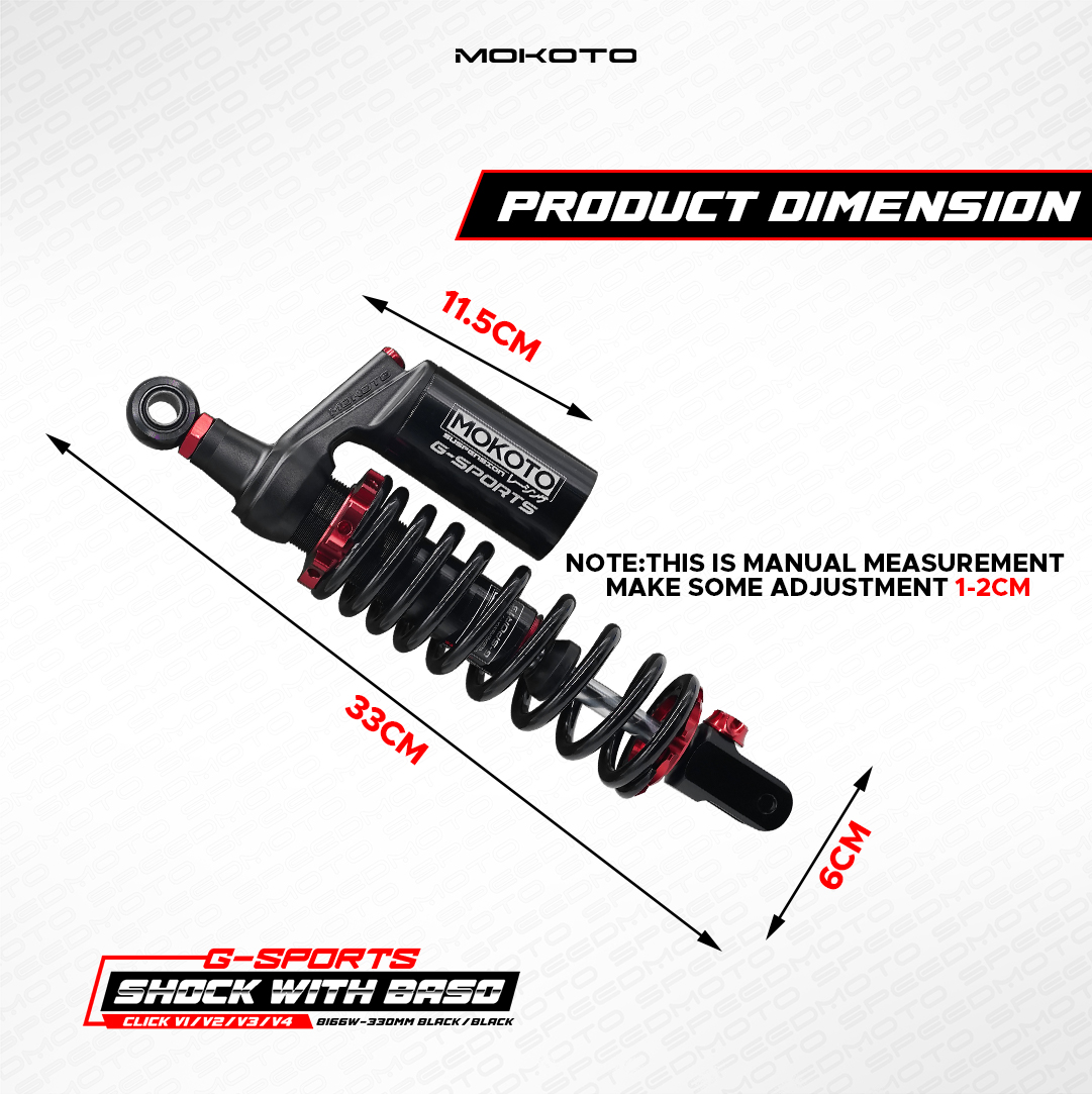 MOKOTO HONDA CLICK V1 V2 V3 REAR SHOCK ABSORBER WITH BASO 330MM GOLD ...
