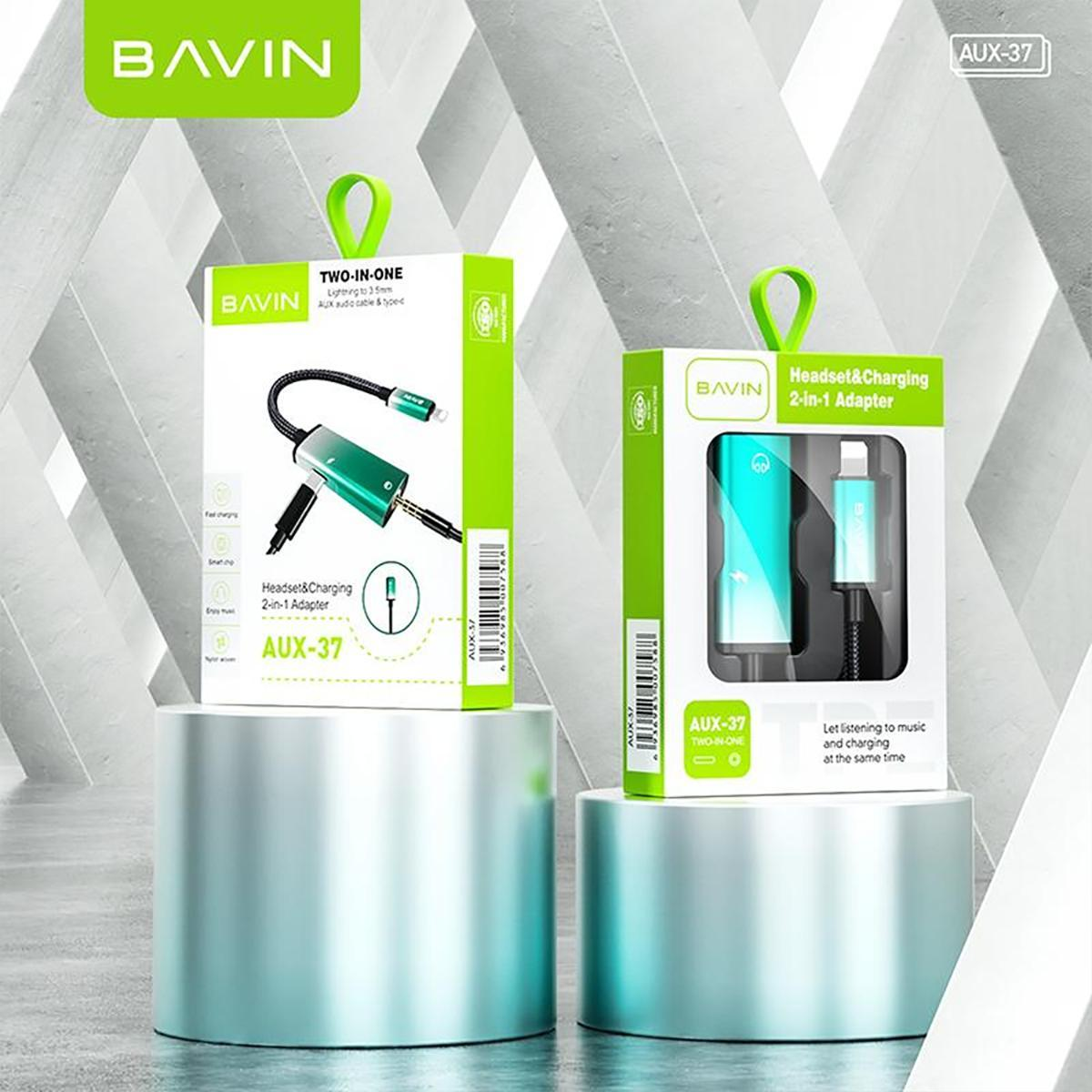 BAVIN AUX37 2-in-1 AUX Earphone Adapter iP to 3.5mm w/ Charging Port ...