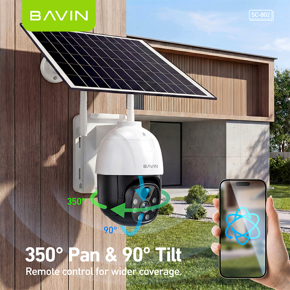 BAVIN SC802 / SC803 Solar-Powered Outdoor Pan Wireless Security CCTV ...