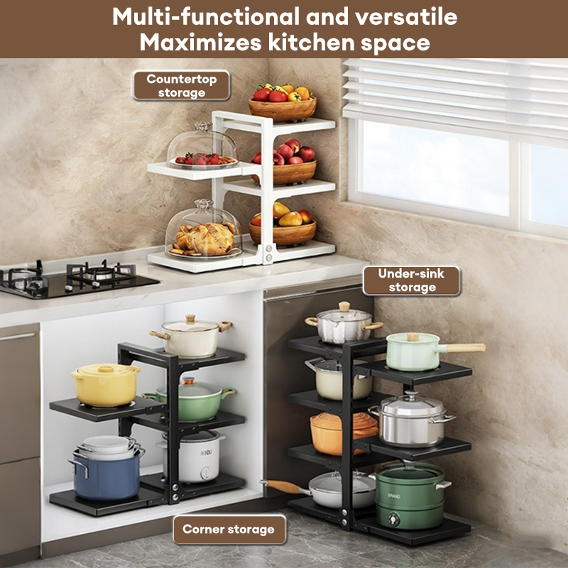 Adjustable Kitchen Organizer Rack 2-5 layer Pot Rack Countertop ...