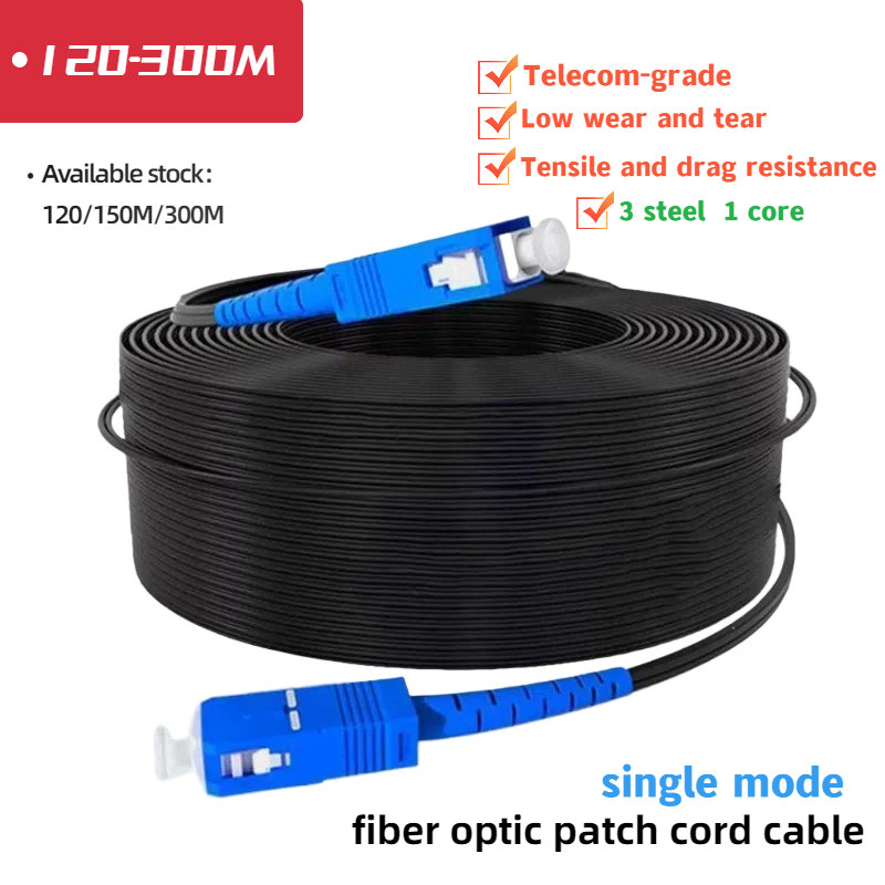 Outdoor Fiber Optic Cable 120 150 300M FTTH SC/UPC-SC/UPC Single Core ...