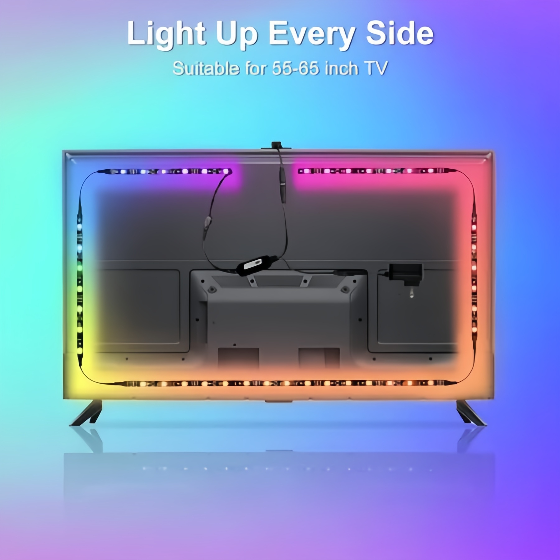 Smart TV LED Backlight with 1080P Camera RGBIC Sync Ambient Strip Light ...