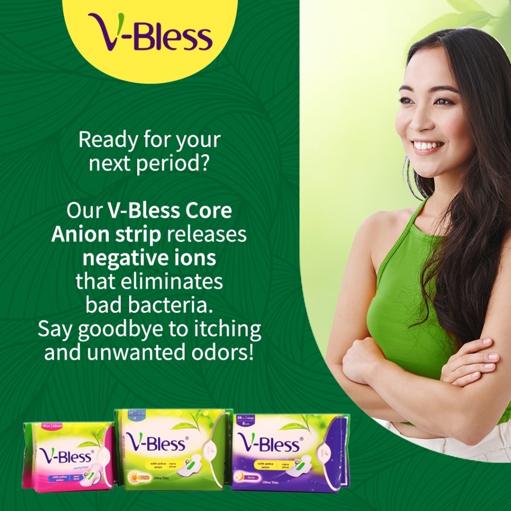 V-Bless Panty Liners Ultra Thin Super Absorbent Anion Negative Ion ...
