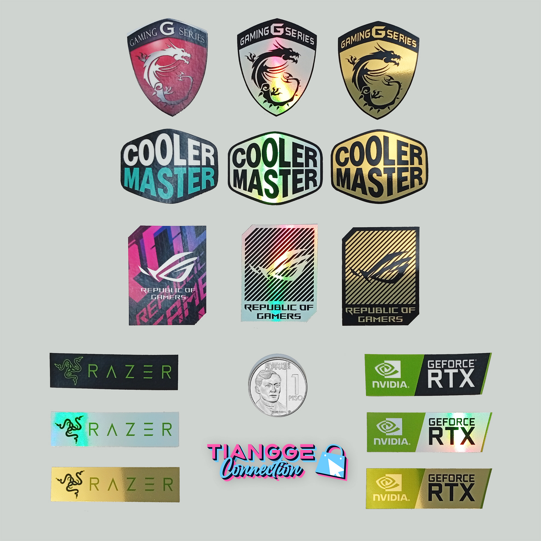 PC STICKER nvidia rtx geforce gtx msi razer cooler master g series rog ...
