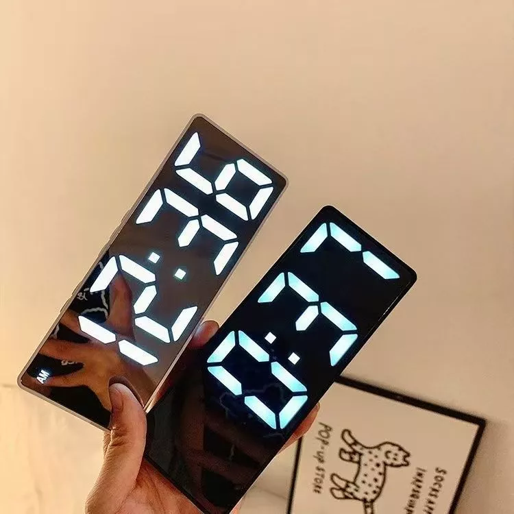 LED Digital Alarm Clock with Mirror and Temperature Display | Shopee ...