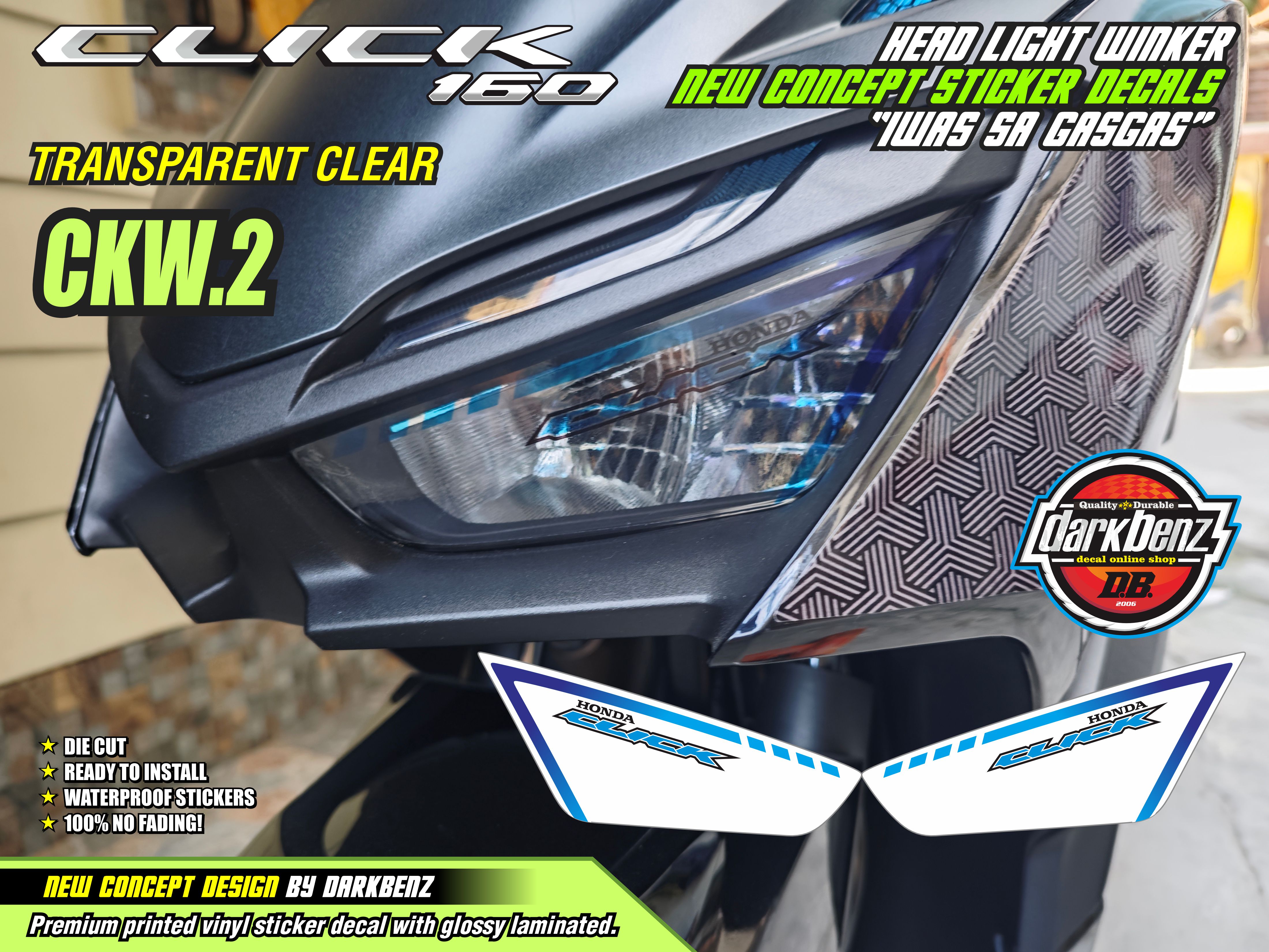 Honda Click 160 V1 Winker Clear Design Quality Printed Sticker Decal ...