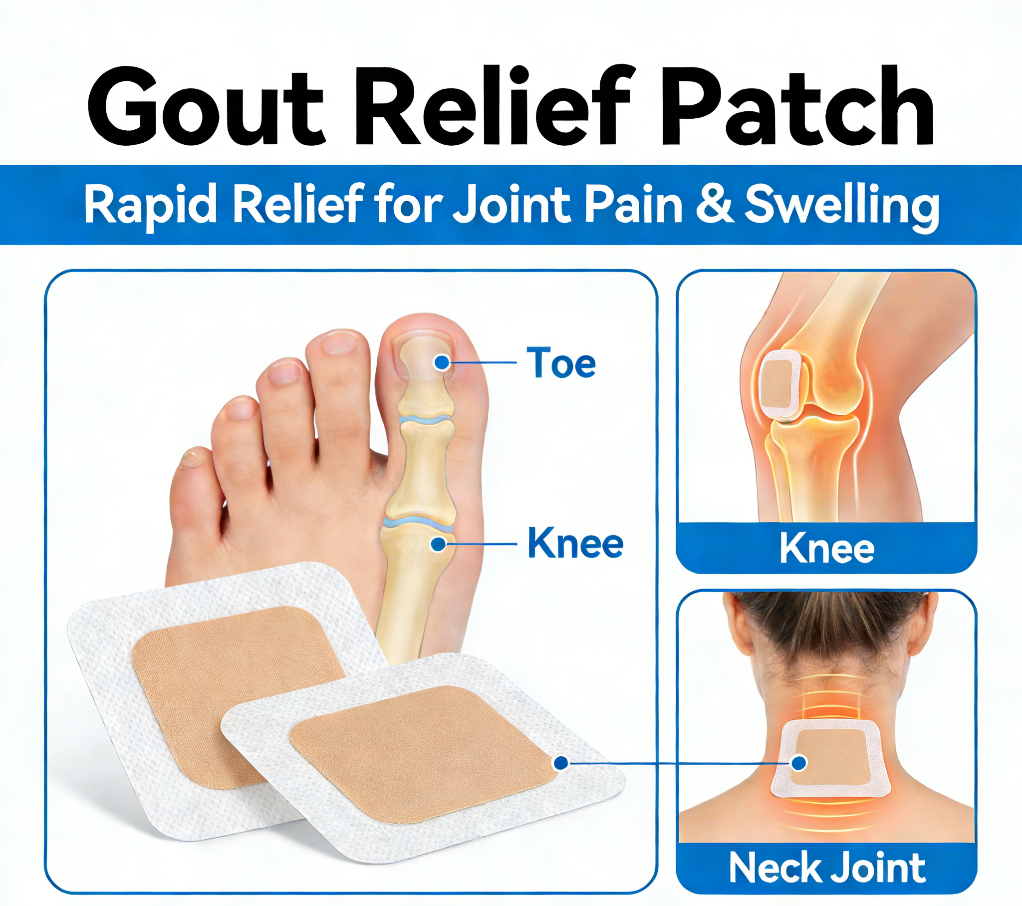 Mitsui Gout Relief Patch｜Directly Target Toe/Knee/Neck, Quickly Soothe ...