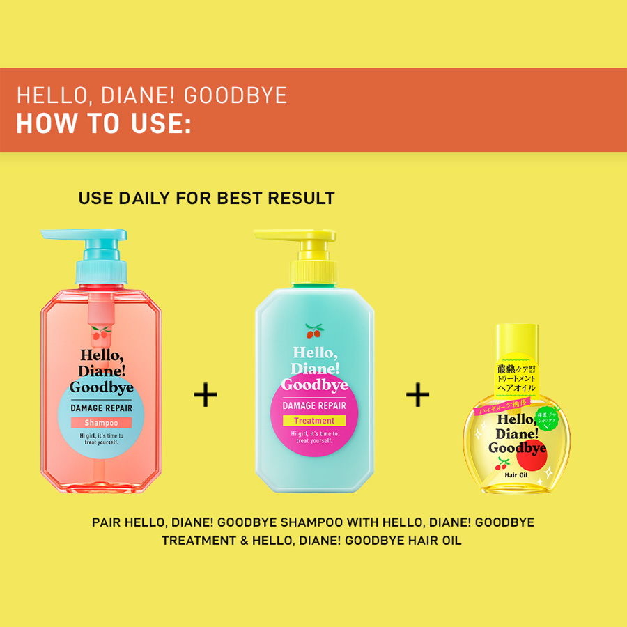 Hello Diane! Goodbye Complete Set (Shampoo, Treatment, & Hair Oil ...